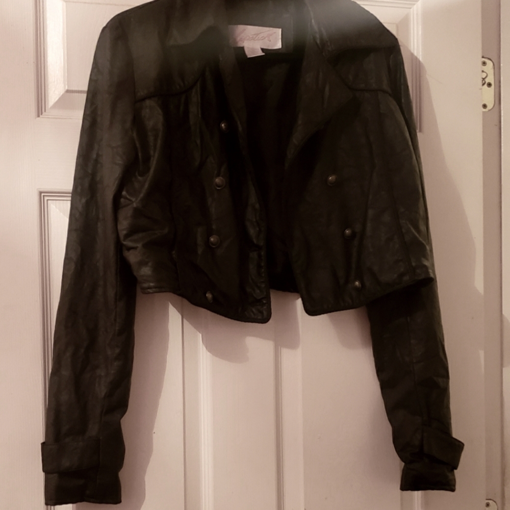 LIPSTICK Black Bomber Faux Leather Jacket